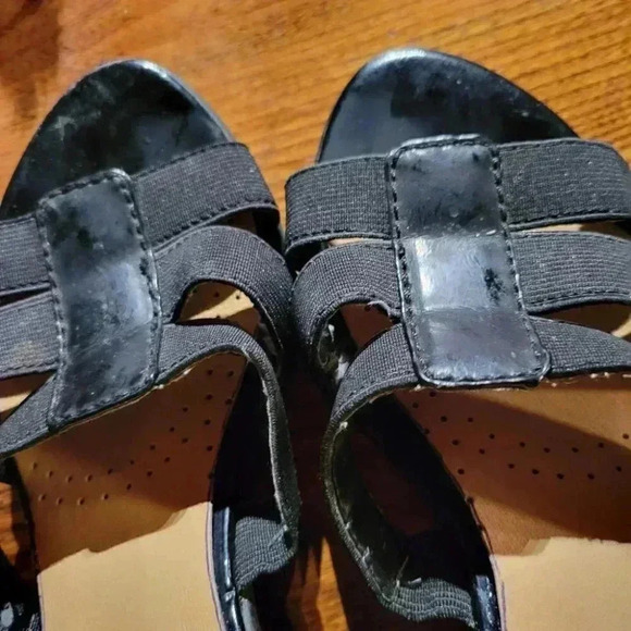 Dexter Black Strappy Slip In Wedge Heel Shoe size 6 - Picture 5 of 9